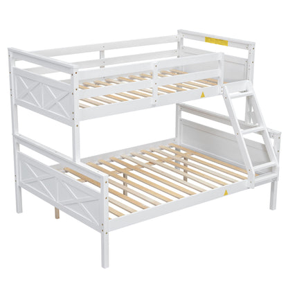 White wooden bunk bed with ladder and safety guardrails, slatted bed bases on Tampa Home & Garden Store