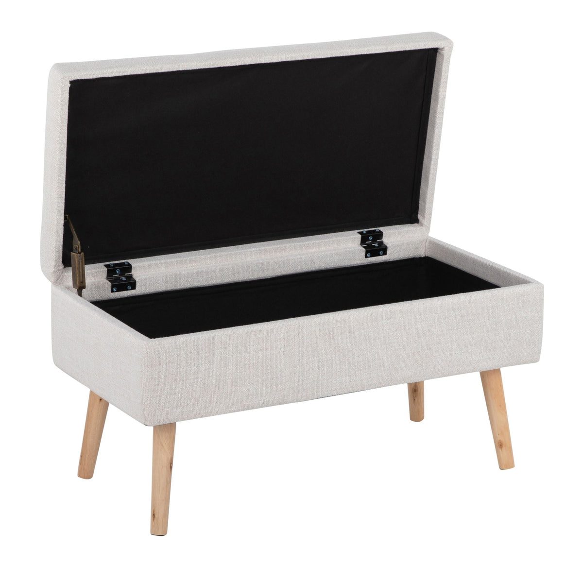Contemporary Storage Bench with Flip-Top Lid beige by HouseOfZazla, wooden legs on Tampa Home & Garden Store