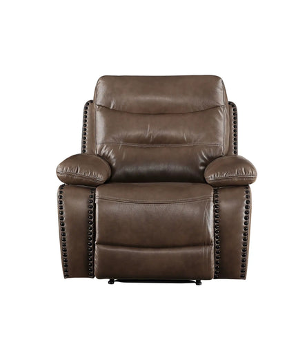 Aashi Leather Gel Match Recliner Chair Brown Unique Piece Furniture nailhead trim on arms on Tampa Home & Garden Store
