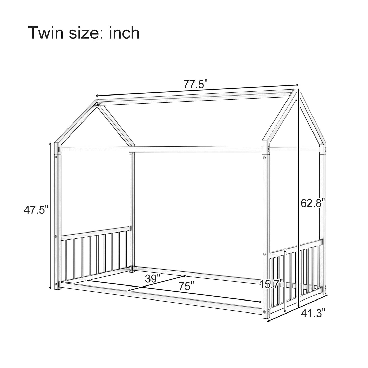 Cozy Montessori House Floor Bed and a Safety Rail