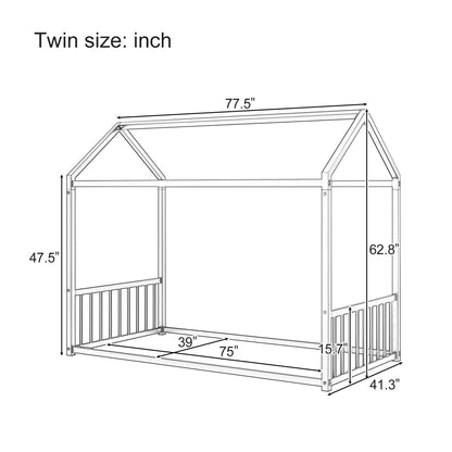 Cozy Montessori House Floor Bed and a Safety Rail