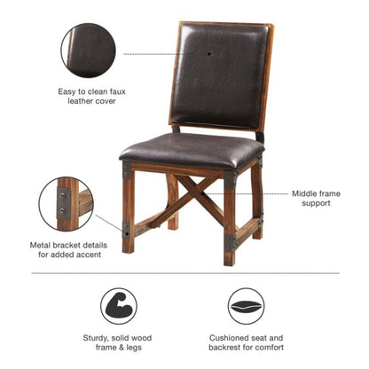 Chocolate faux leather dining side chair with solid wood frame by HouseOfZazla on Tampa Home & Garden Store