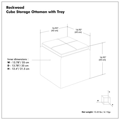 Rockwood Upholstered Cube Ottoman with Tray