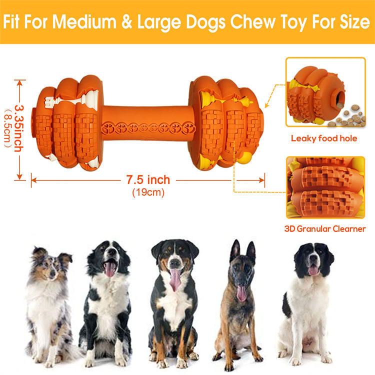 Durable orange dog chew toy, food-grade with leaky hole and 3D cleaner for medium dogs on Tampa Home & Garden Store