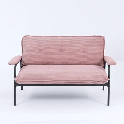 Modern metal frame sofa with pink corduroy cushions and black legs by Unique Piece Furniture on Tampa Home & Garden Store