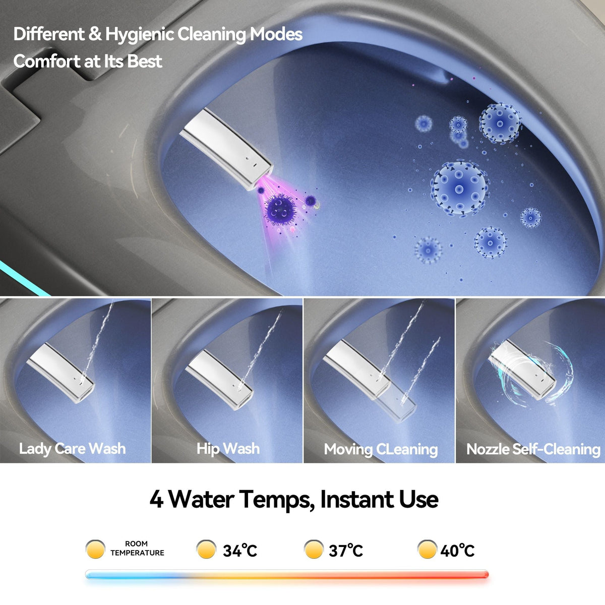 Smart Toilet with Ceramic Bidet in matte black by HouseOfZazla, wash modes & self-cleaning nozzle on Tampa Home & Garden Store