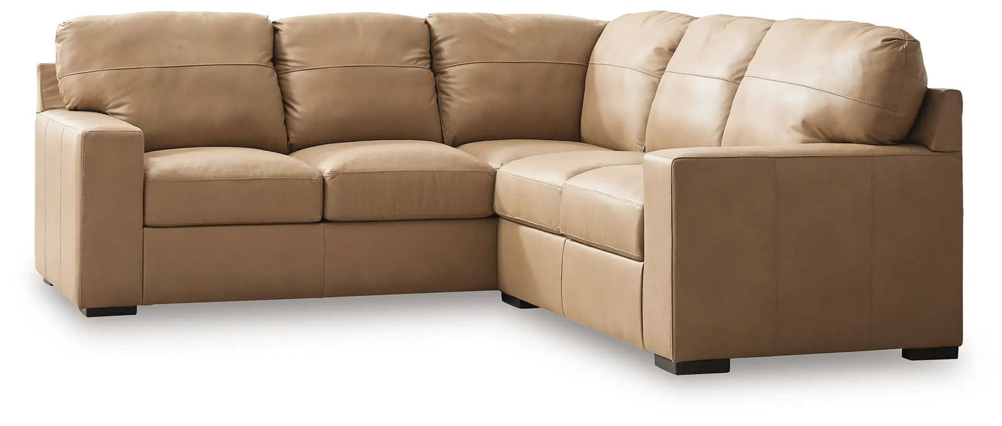 Bandon Sectional leather sofa, tan, stationary L-shaped by Unique Piece Furniture on Tampa Home & Garden Store