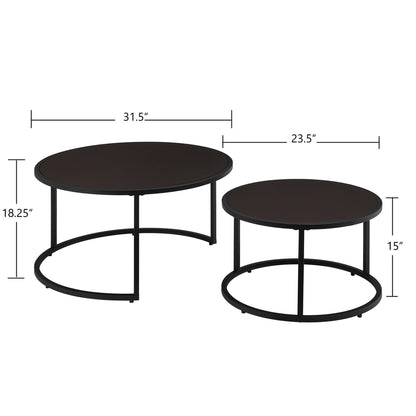 Modern faux leather nesting round coffee table set of 3 in dark brown by HouseOfZazla on Tampa Home & Garden Store