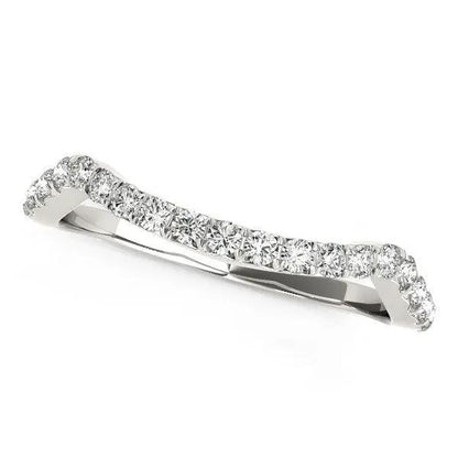 14k white gold modern curved diamond wedding band with pavé-set diamonds, 1/5 cttw on Tampa Home & Garden Store