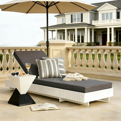 White Acacia Outdoor Lounge with Grey Cushion