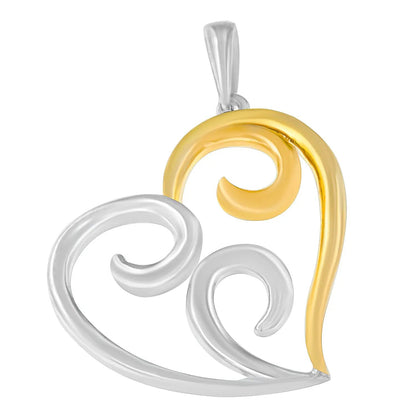 Two-tone open heart swirl pendant necklace, 10K yellow gold over silver, 18-inch box chain on Tampa Home & Garden Store
