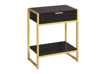 Accent Side Table with drawer, black top, gold frame, spacious tabletop Unique Piece Furniture on Tampa Home & Garden Store