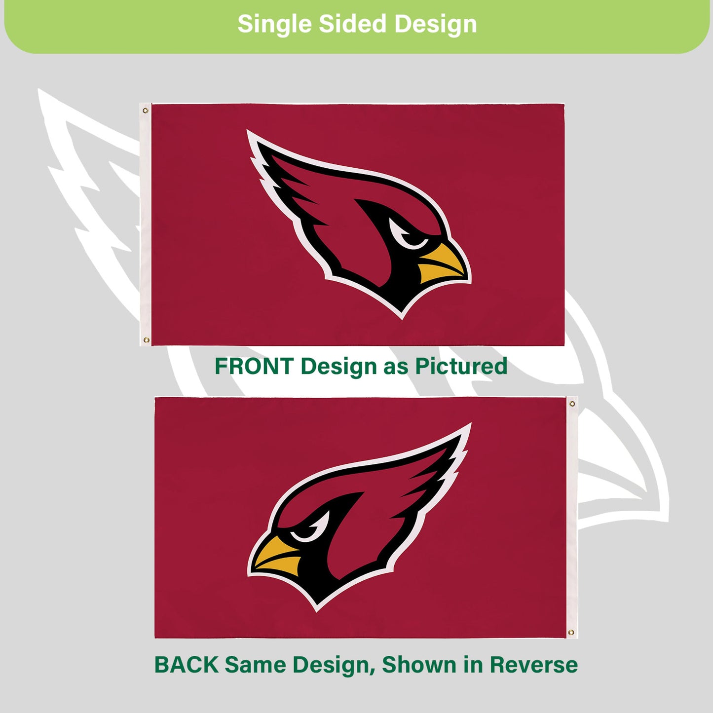 Arizona Cardinals 3x5 single-sided flag with 2 grommets by Evergreen Enterprises on Tampa Home & Garden Store