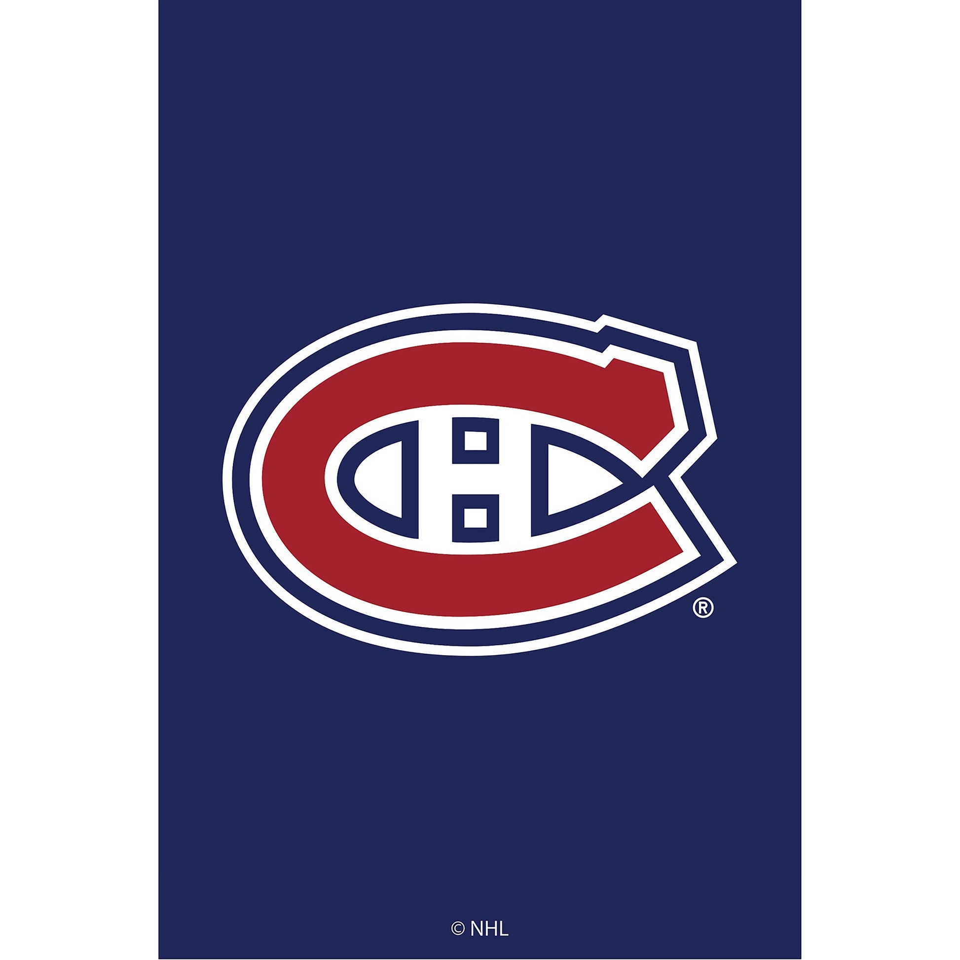 Montreal Canadiens applique garden flag on navy field with red crest and NHL logo visible on Tampa Home & Garden Store