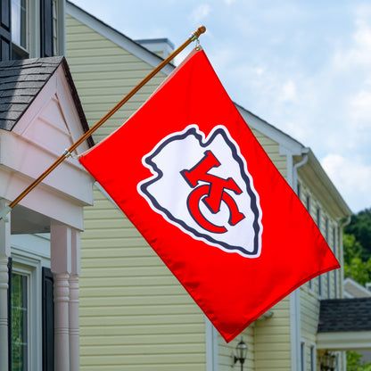 Kansas City Chiefs 3x5 estate flag sublimated with 2 grommets, red flag with logo on Tampa Home & Garden Store