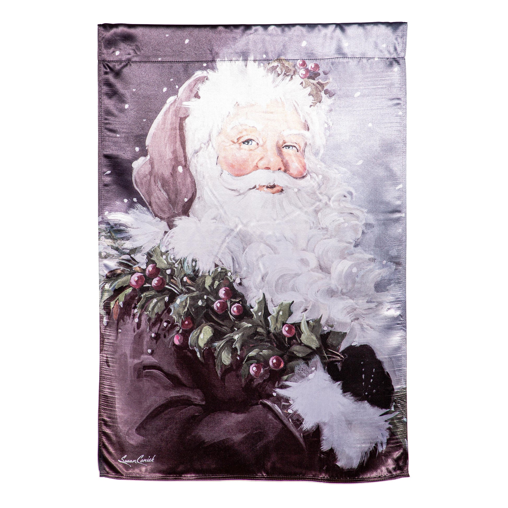 Santa in the Winter Lustre House Flag by Evergreen Enterprises - Wholesale Collective on Tampa Home & Garden Store