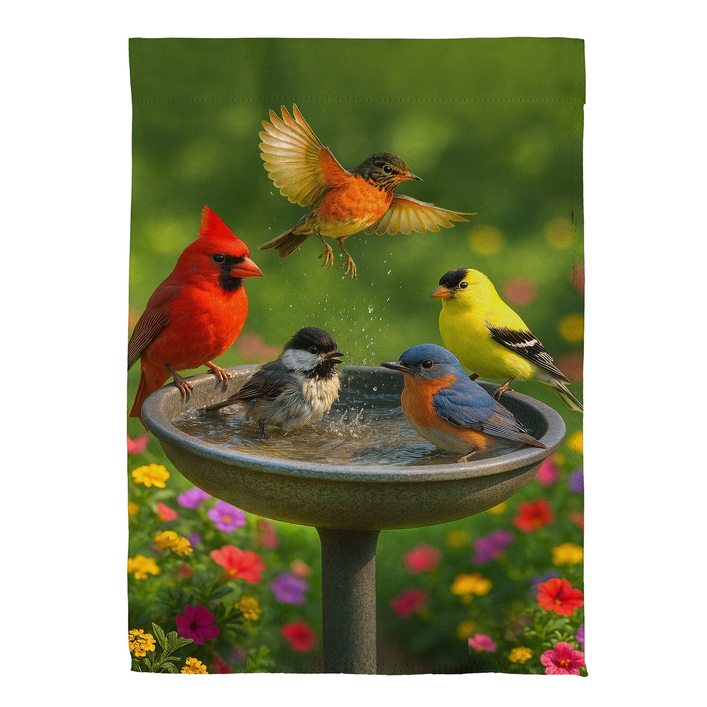 Bathing Birds Suede House Flag