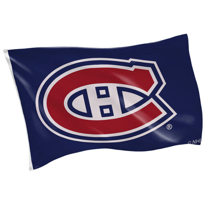 Montreal Canadiens 3x5 sublimated flag, single-sided with 2 grommets, navy field and logo on Tampa Home & Garden Store