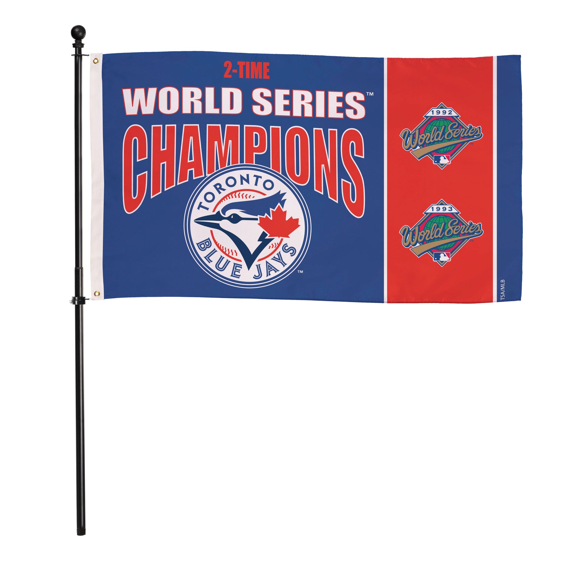 Toronto Blue Jays 3x5 single-sided flag with 2 grommets, World Series Champions graphic on Tampa Home & Garden Store