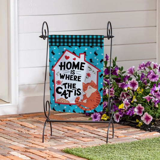 Home Is Where The Cat Is Suede Garden Flag - Tampa Home & Garden Store