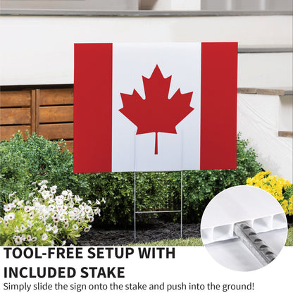 Canada Strong True North yard sign flag red and white maple leaf Evergreen Enterprises on Tampa Home & Garden Store