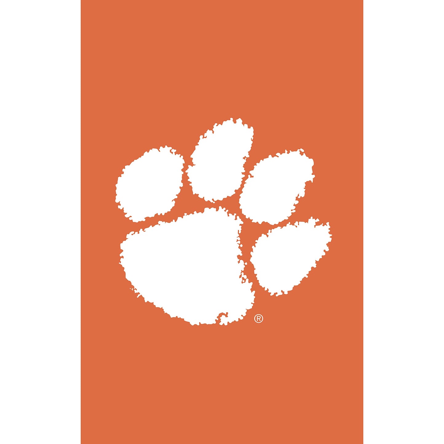 Clemson University applique house flag orange background with white Clemson script logo on Tampa Home & Garden Store