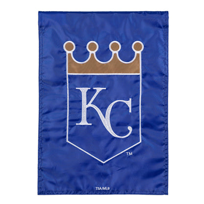 Kansas City Royals applique flag with royal blue background and white-edged crown emblem on Tampa Home & Garden Store