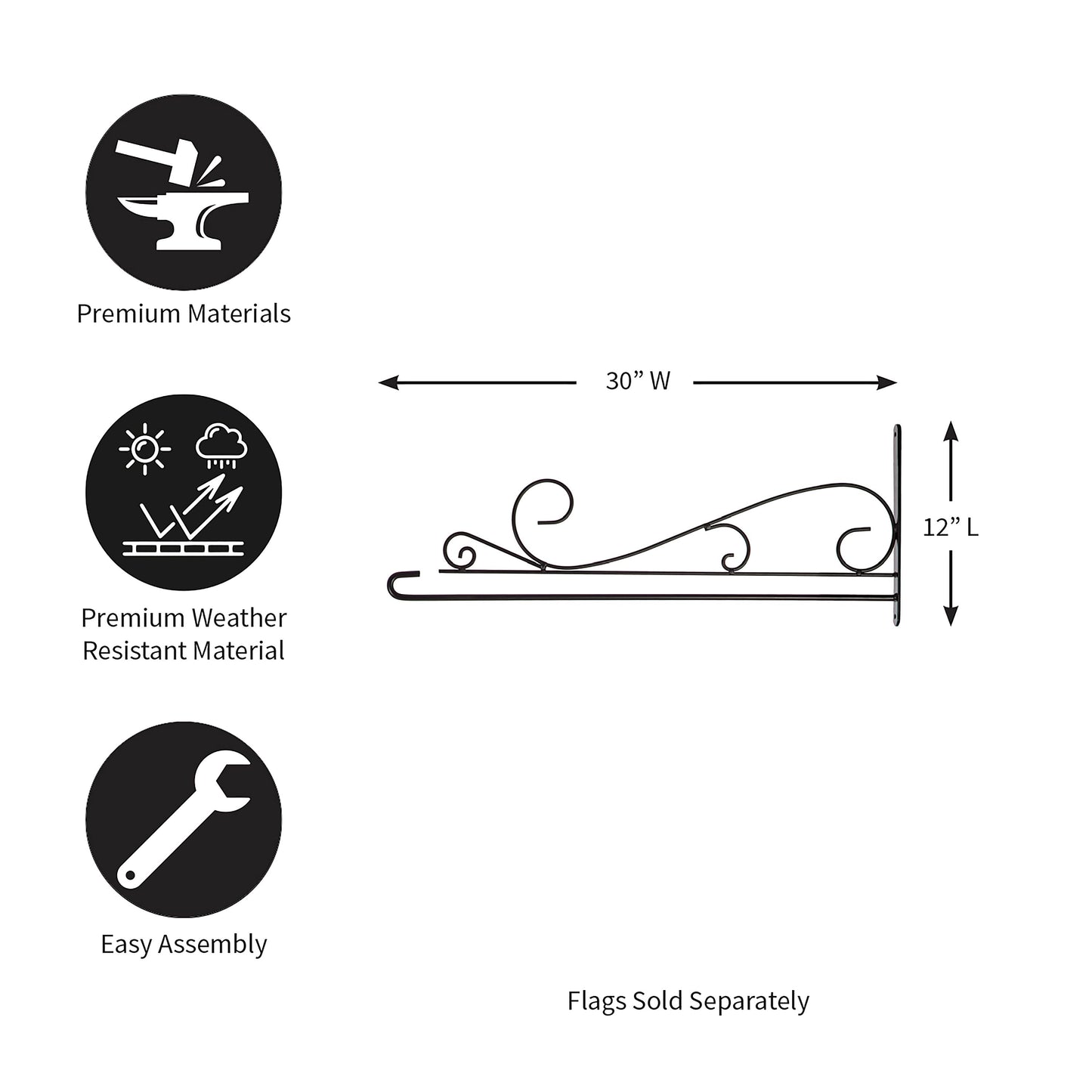 Swirl Wall-Mount House Flag Hanger Evergreen Enterprises weatherproof metal easy assembly on Tampa Home & Garden Store