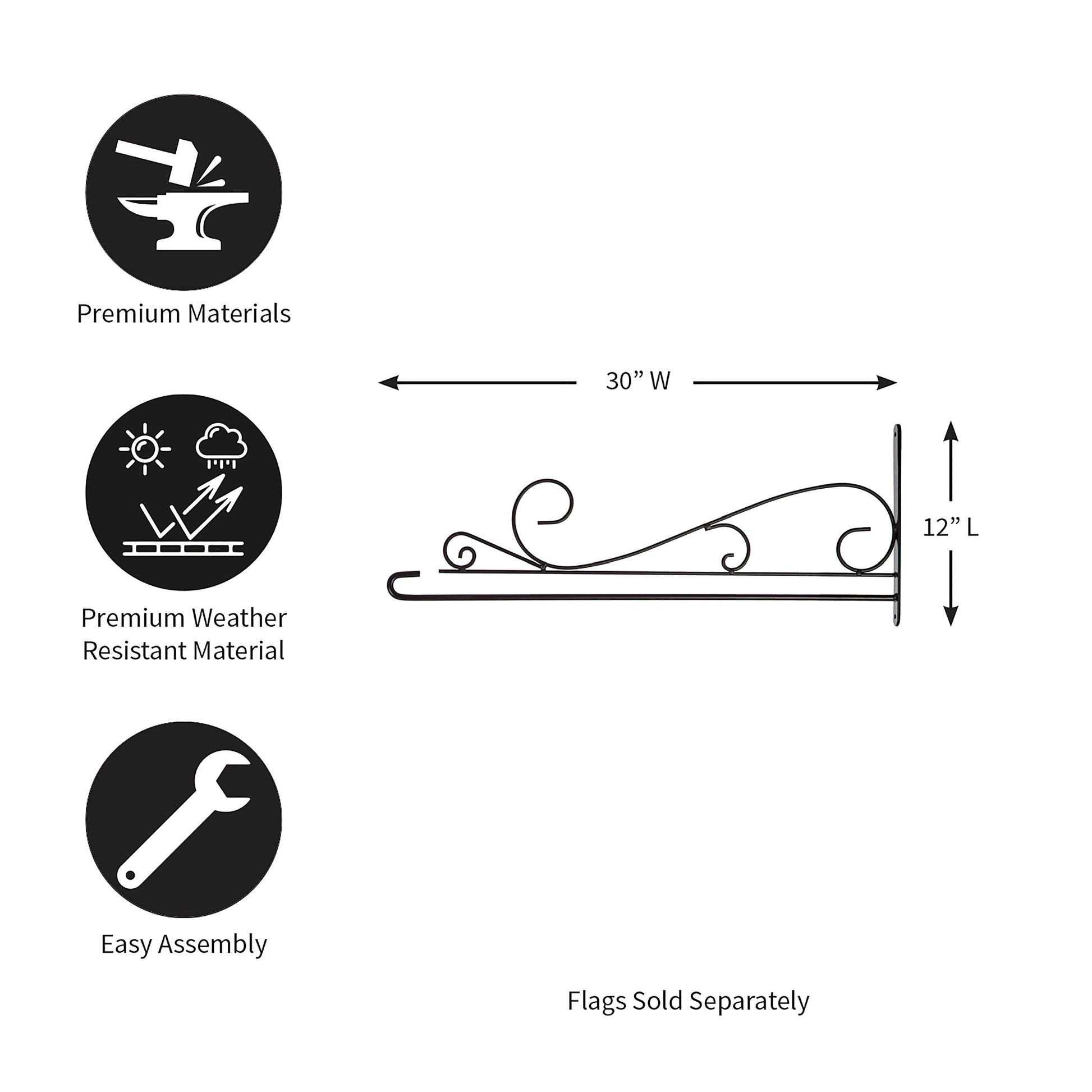 Swirl Wall-Mount House Flag Hanger Evergreen Enterprises weatherproof metal easy assembly on Tampa Home & Garden Store