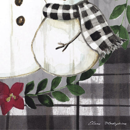 Country Snowmen Moire Garden Flag with black gingham scarf by Evergreen Enterprises on Tampa Home & Garden Store
