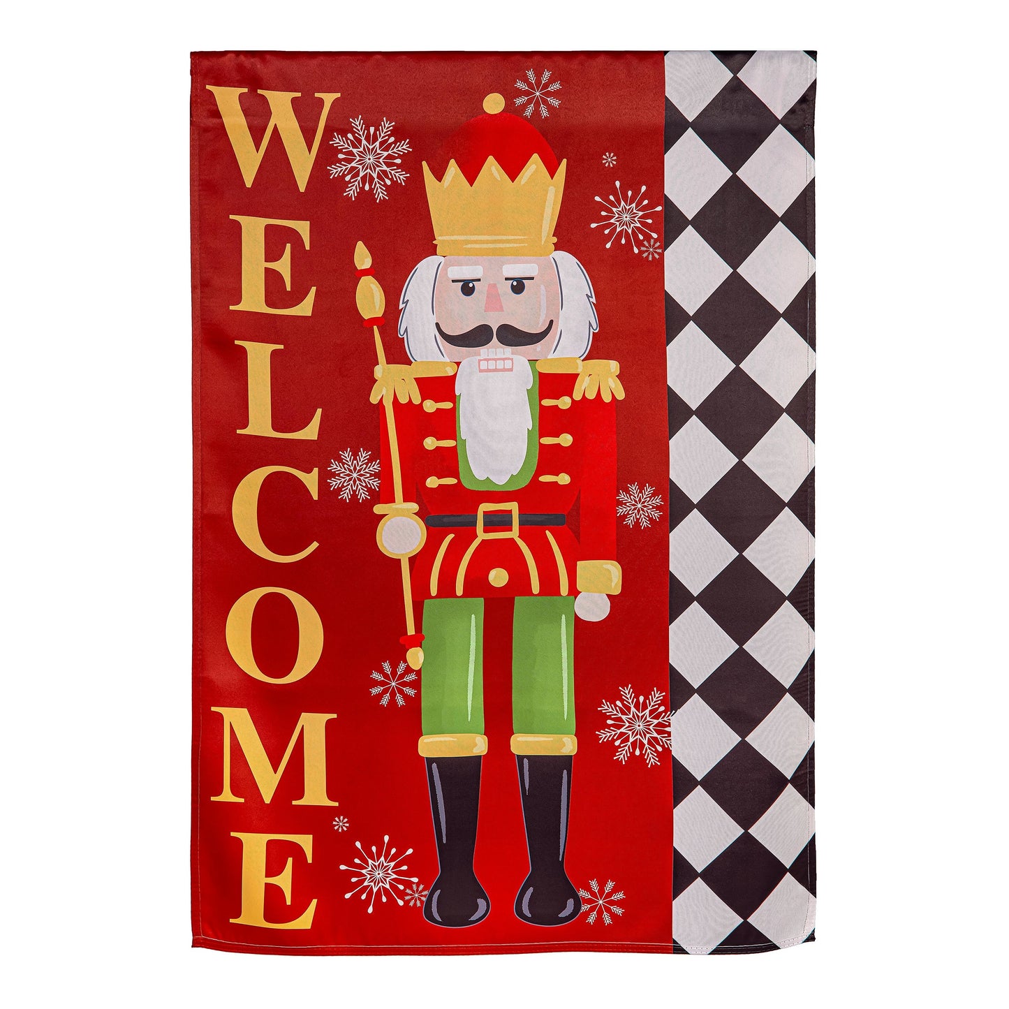Welcome Nutcracker Suede House Flag red nutcracker and border Evergreen Enterprises on Tampa Home & Garden Store