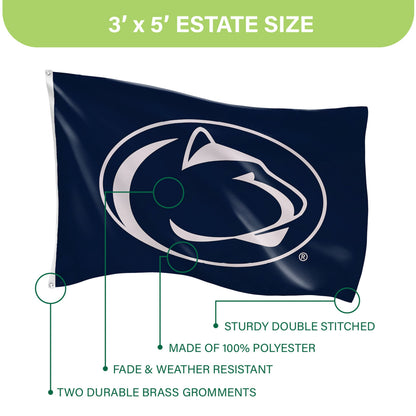 Penn State single-sided flag navy polyester 3x5, 2 brass grommets Evergreen Enterprises on Tampa Home & Garden Store
