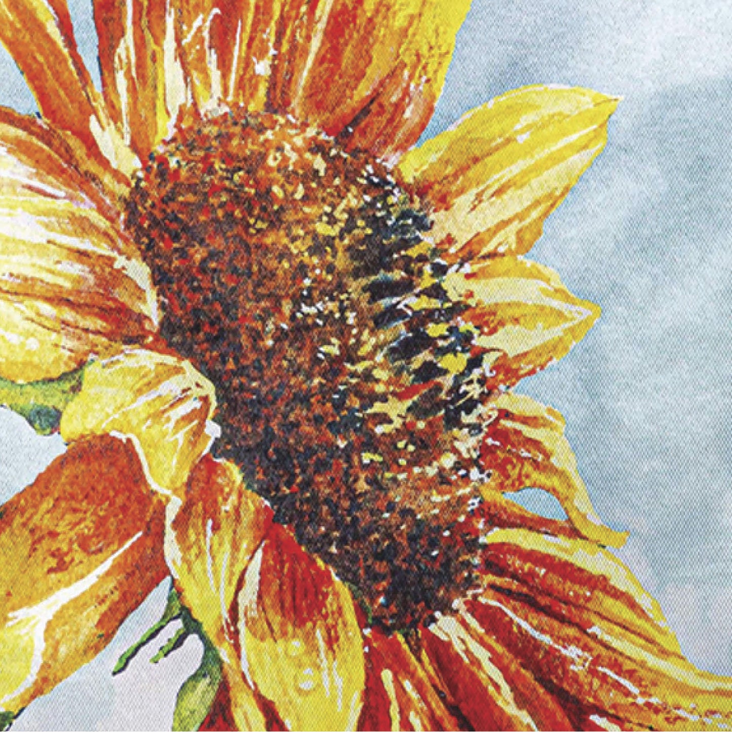 New Morning Sunflower Lustre Garden Flag orange and yellow sunflower on lustre fabric on Tampa Home & Garden Store