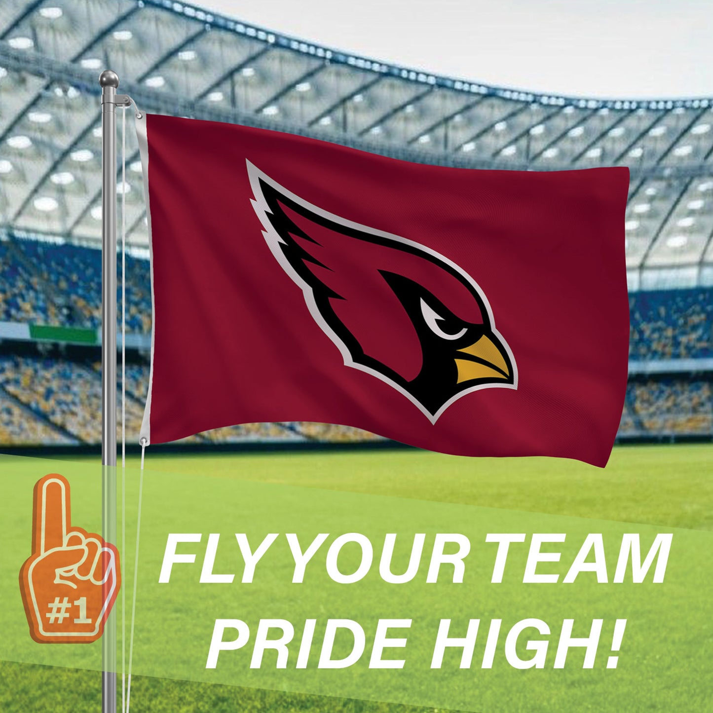 Arizona Cardinals maroon single-sided flag 3x5 with logo and two grommets on Tampa Home & Garden Store