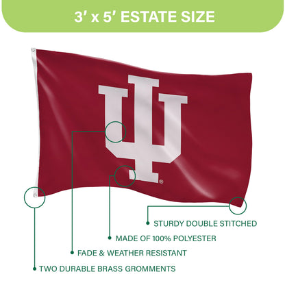 3x5' Indiana University sublimated flag, single-sided with 2 grommets by Evergreen Enterprises on Tampa Home & Garden Store