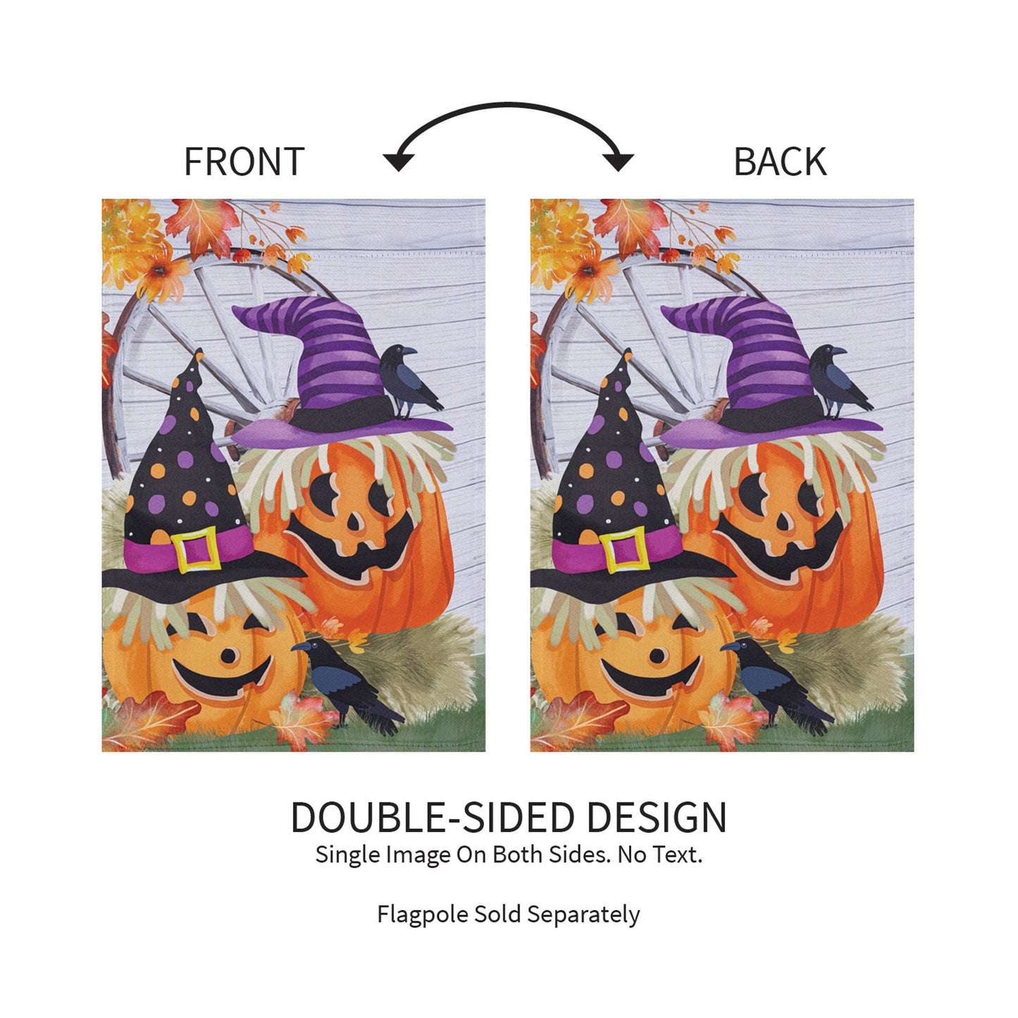 Couple Of Jacks Pumpkin Suede Garden Flag double-sided Halloween pumpkin design on Tampa Home & Garden Store