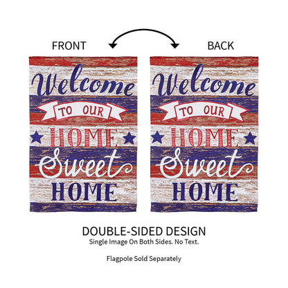 Farmhouse Home Sweet Home suede flag, double-sided Americana with red-white-blue motif Evergreen Enterprises on Tampa Home & Garden Store