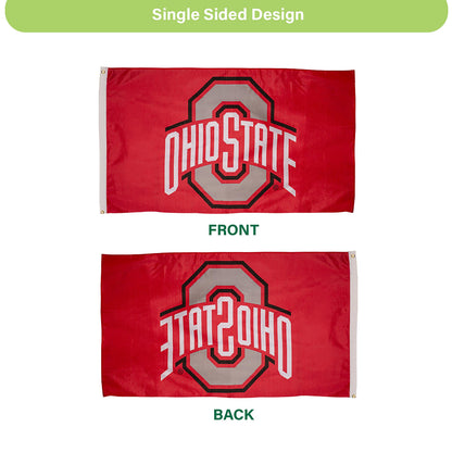 Ohio State University single-sided flag 3x5 with 2 grommets featuring the OSU block O logo on Tampa Home & Garden Store