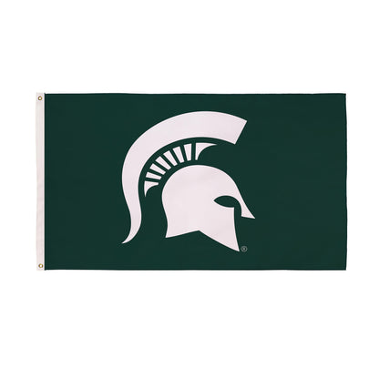 Michigan State University single sided flag 3x5, 2 grommets, green with white Spartans logo on Tampa Home & Garden Store