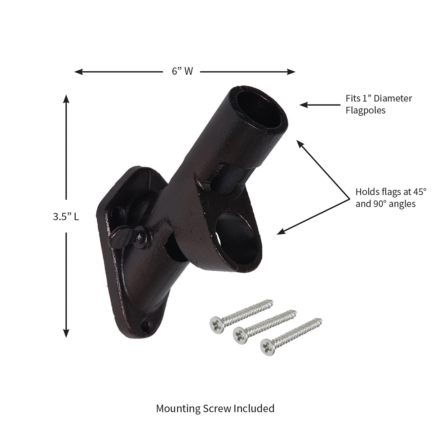 2-Position Cast Iron House Flag Bracket, Black with 4 mounting screws Evergreen Enterprises on Tampa Home & Garden Store