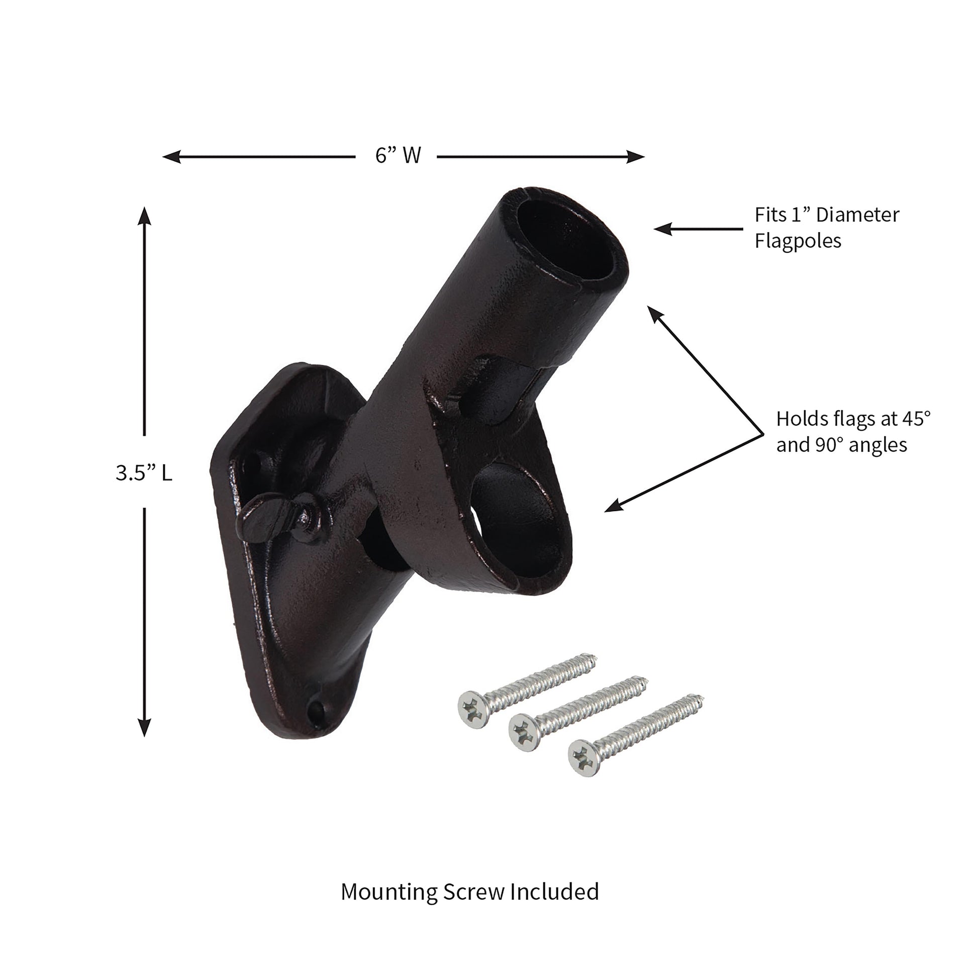 2-Position Cast Iron House Flag Bracket, Black with 4 mounting screws Evergreen Enterprises on Tampa Home & Garden Store