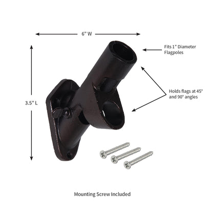 2-Position Cast Iron House Flag Bracket, Black with 4 mounting screws Evergreen Enterprises on Tampa Home & Garden Store