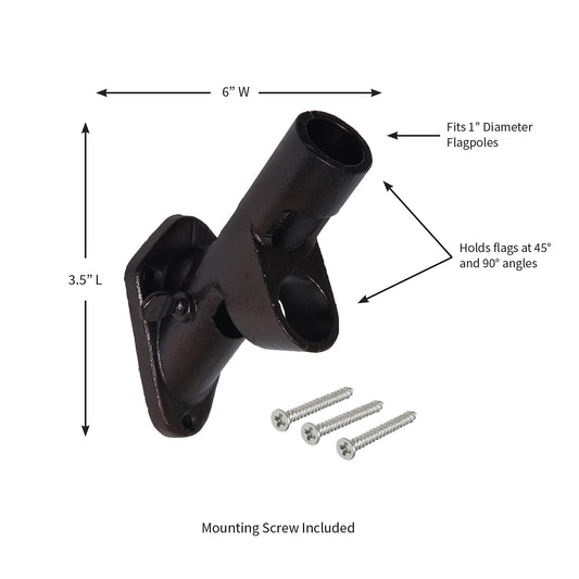 2-Position Cast Iron House Flag Bracket, Black with 4 mounting screws Evergreen Enterprises on Tampa Home & Garden Store