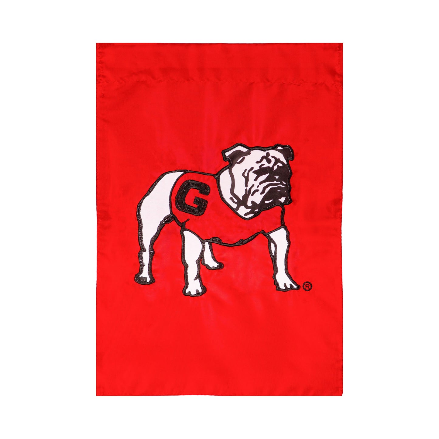 University of GA Bulldog Logo Applique Garden Flag red with bulldog by Evergreen Enterprises on Tampa Home & Garden Store