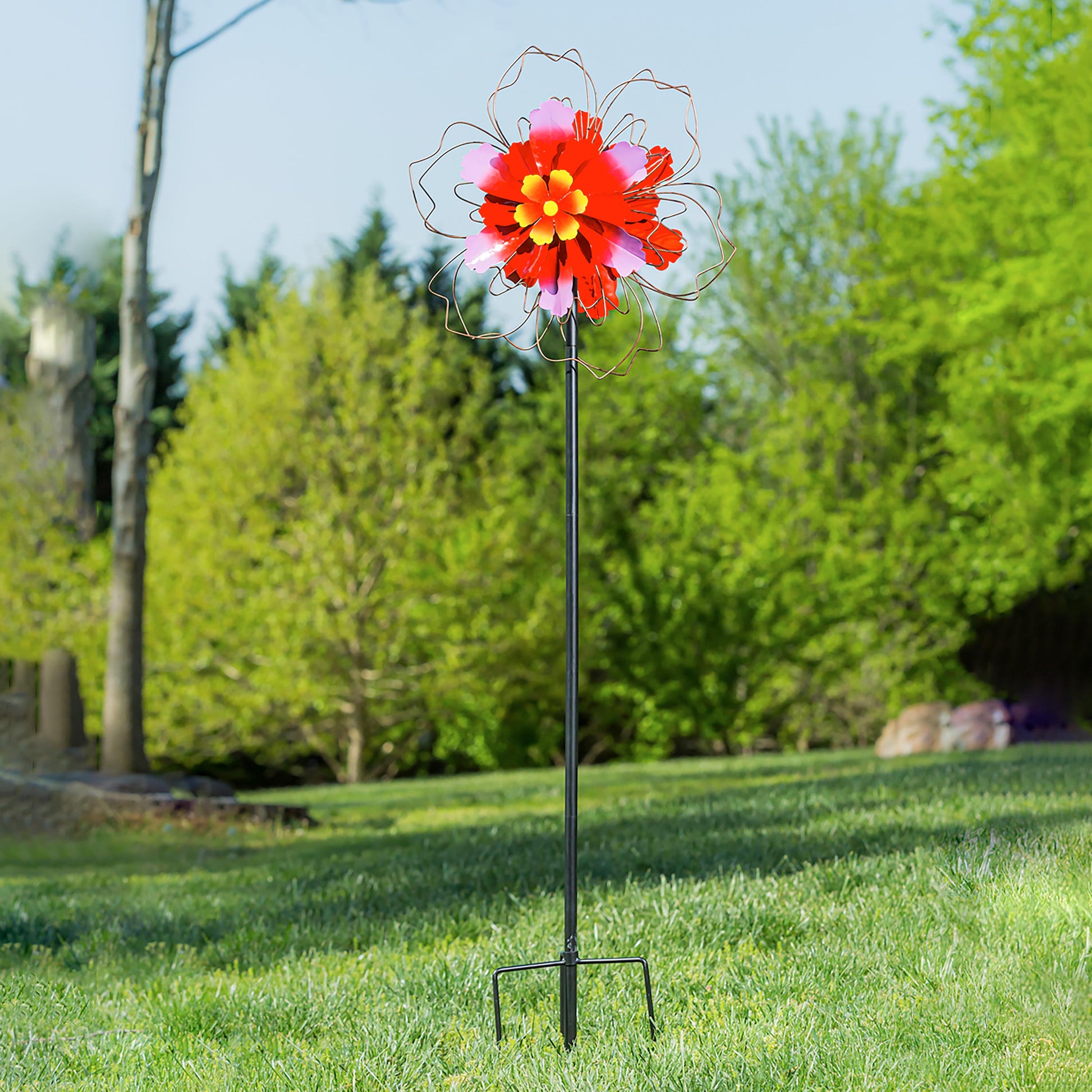 75H Wind Spinner Pink Floral with Wire Detailing Evergreen Enterprises on Tampa Home & Garden Store