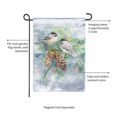 Winter Frost Birds and a Lustre Garden Flag