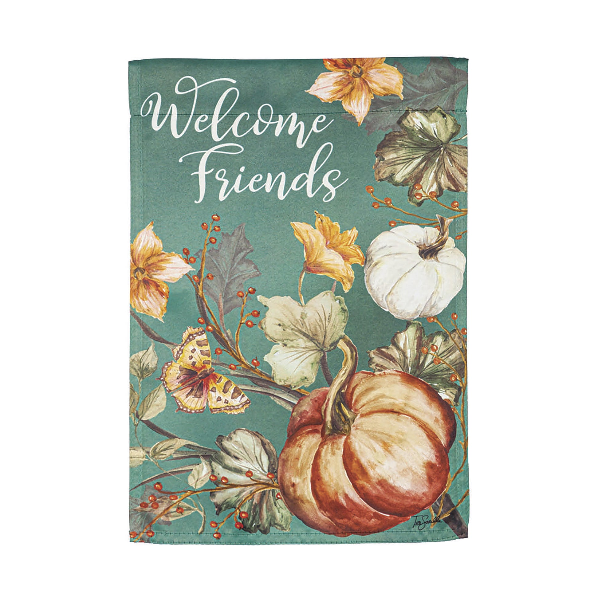 Autumn Vines Suede Flag with pumpkins and Welcome Friends by Evergreen Enterprises on Tampa Home & Garden Store