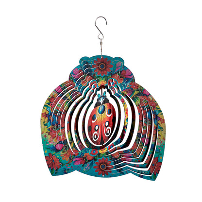 Illusion Spinner Edge Program wind spinner with floral teal colors and white spiral rings on Tampa Home & Garden Store