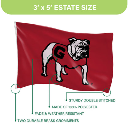 UGA estate flag 3x5 red bulldog sublimated flag with two brass grommets on Tampa Home & Garden Store