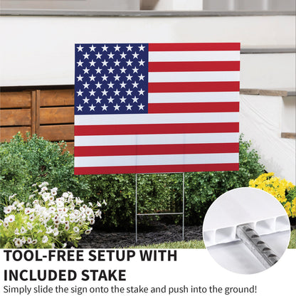 American Classic Stars & Stripes yard sign 24x18 in with blue field of white stars and red stripes on Tampa Home & Garden Store